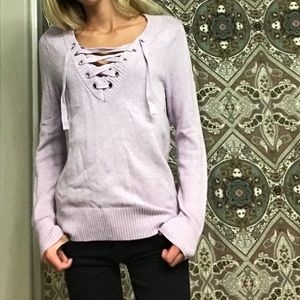 Purple V- neck sweater NWT